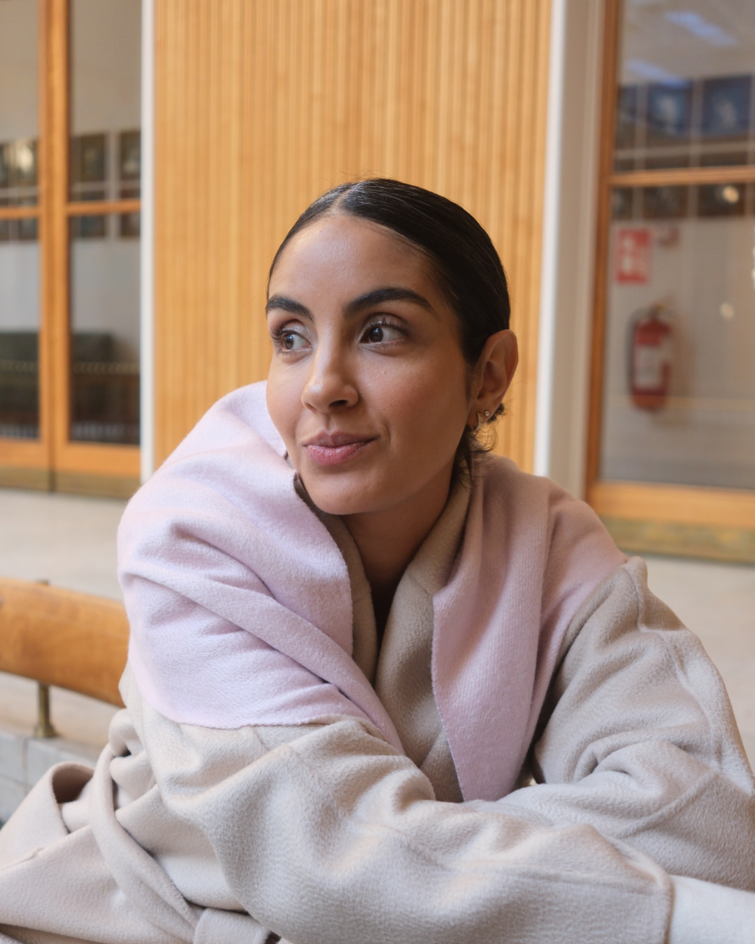 Tricolore Cashmere Scarf - Blush & beige