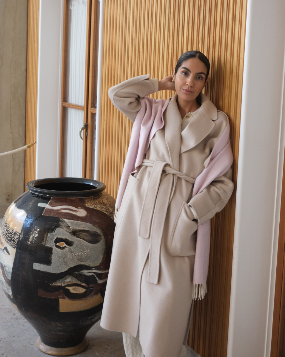Tricolore Cashmere Scarf - Blush & beige
